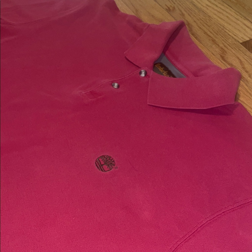 Timberland Men's Polo Shirt/short sleeve T- shirt- Fuchsia Pink/red 100% cotton